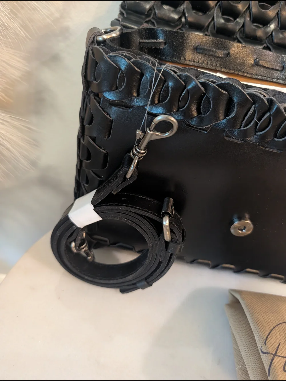 *New* Patricia Nash porticci  Crossbody Black Woven Leather Chain link Bag